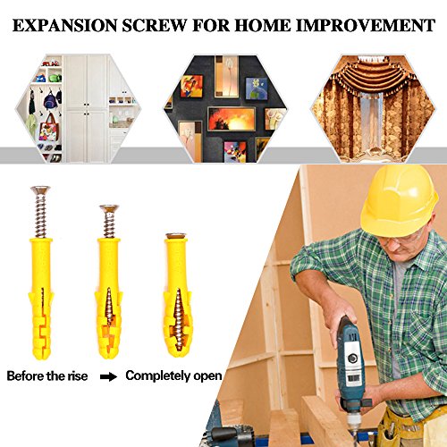 Glarks 220-Pieces Plastic Self Drilling Drywall Ribbed Anchors Hollow-Wall Anchor with Screws Assortment Kit for Drywall, Hollow-wall Hanging Wall Shelf or Blinds