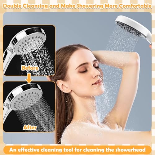 80 Pcs Shower Head Cleaner Tool–Showerhead Cleaning Brushes + Stainless Steel Picks, Small Hole Crevice Cleaning Brush for Shower Head, Shower Head Cleaner for Clog Removal & Hard Water Deposit(White) - color: White