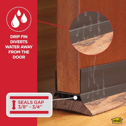 MD Building Cinch® U-Shape Slide-On Under Door Seal, Brown, 36in - color: Brown, size: 36 Inch