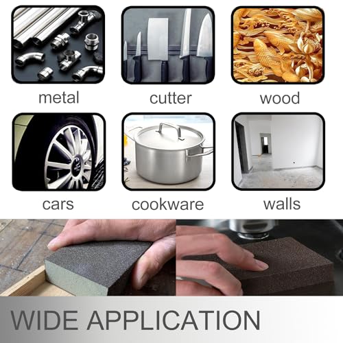 12Pcs Sanding Sponge 220 Grit Fine Sanding Blocks | Brown corundum sponge, washable & reusable, wet/dry sanding, cut to size, 6.8x9.7cm, for wood/metal/drywal - size: 12PCS-220 Grit