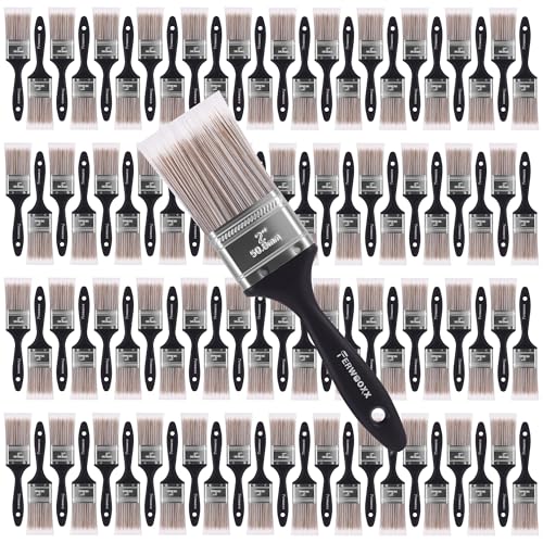 Paint Brushes - 2 Inch Flat and Angle Paint Brush for All Latex and Oil Paints & Stains Paintbrush for Varnish, Paste, Gesso and Limewash (96 Packs) - size: 96 packs
