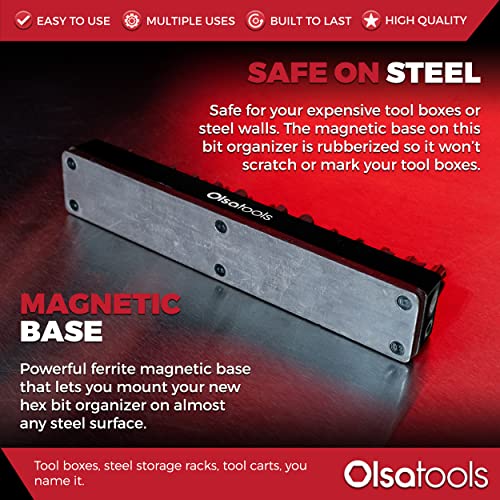 Olsa Tools Magnetic Bit Holder and Drill Bit Organizer - Professional Quality Impact Bit Holder for Your Specialty, Drill or Tamper Bits (Black) - Part: 1334 - color: Black, size: Small - 1pc