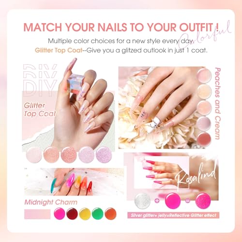ROSALIND 30pcs Jelly Gel Polish Set, 26 Colors Translucent Nude Pink Gel | Sheer Gel Nail Polish Set with Matte Glossy Glitter Effects, Nails with Base Gel Top Coat, Salon DIY Home - color: Colorful Jelly