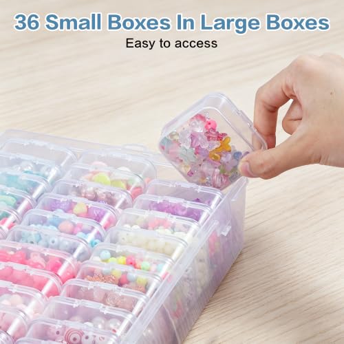 Bead Organizer Box, 36-Pcs Mini Clear Bead Storage with Lid, 1 Pack - color: 1 Pack