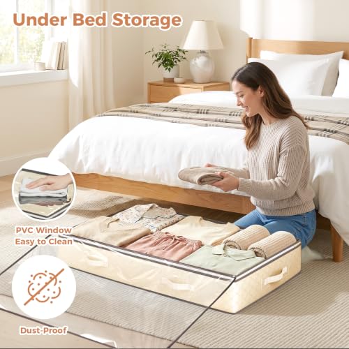Budding Joy 95L Under Bed Storage Containers, 2 Pack Beige - color: Beige, size: 95L-2 Pack