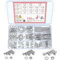 330 Pcs Countersunk Head Hexagon Socket Screws Bolts and Nuts and Washers Assortment Kit, M3 M4 M5 Metric Stainless Steel Bolts and Machine Screws and Nuts and Washers Set for Home Industrial