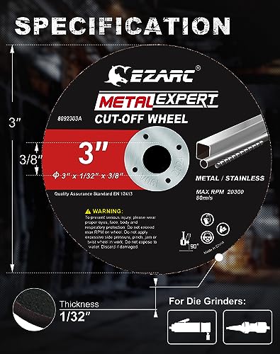 EZARC Metal Cut Off Wheels 3 x 1/32 x 3/8-Inch, 24-Pack - size: 24PCS 3” x 1/32” x 3/8”