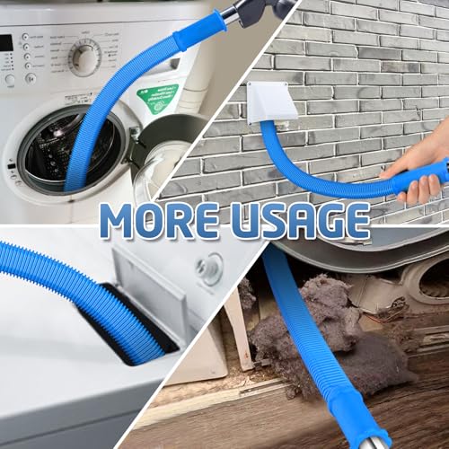 2Pcs Dryer Vent Cleaner Kit, Lint Brush & Universal Vacuum Hose Blue | Universal Flexible Hose Without Whistling Noise | Reach Deep Traps - Remove Hidden Lint, Speed Drying & Reduce Fire Risk - color: Blue