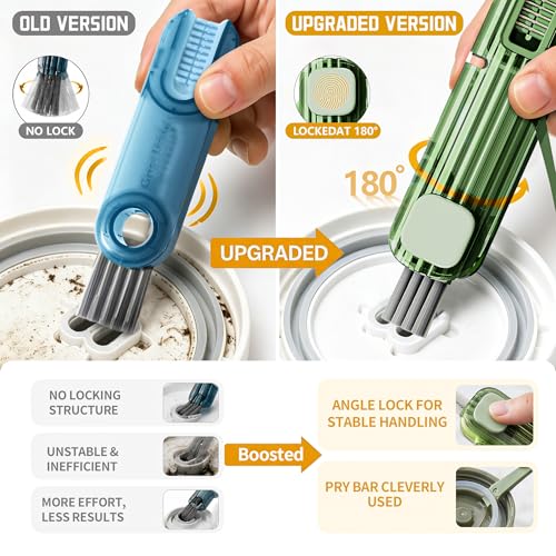 3Pcs 4 in 1 Cup Lid Gap Cleaning Brush Set,Multifunctional Crevice Cleaning Brush for Bottle,Multipurpose Bottle Cleaner with Compact Design Tiny Silicone Cup Holder Cleaner Tool,Kitchen Gadgets - color: Blue+green+grey