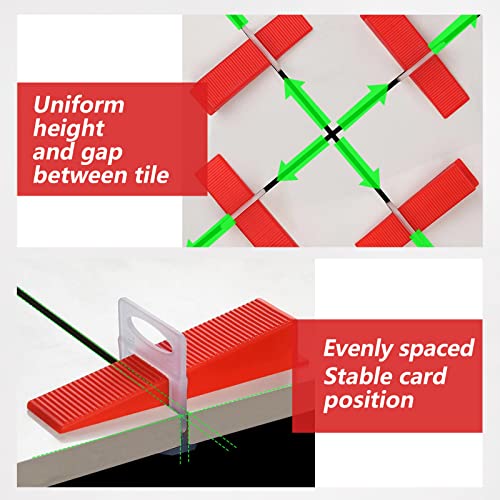 Reusable Leveling Wedges,Reusable Tile Leveling System Wedges for 1/8" Spacers,1/16" Spacers,1/32" Spacersand Tile Leveling System Kit,for Tile Leveler Installation(1000Pcs, Red)