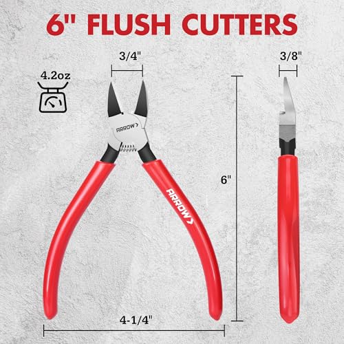 ARROW 6" Precision Wire Cutters, Precision Flush Cut Diagonal Pliers - size: 6 Inch