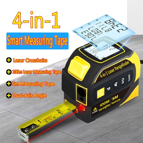 4-in-1 Laser Digital Measuring Tape & 60m/197ft Laser Distance Meter - color: Yellow, size: Laser 197 ft