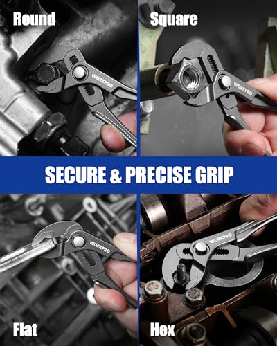 WORKPRO Mini Water Pump Pliers, 4-Inch Groove Joint Pliers for Tight Spaces - color: Grey