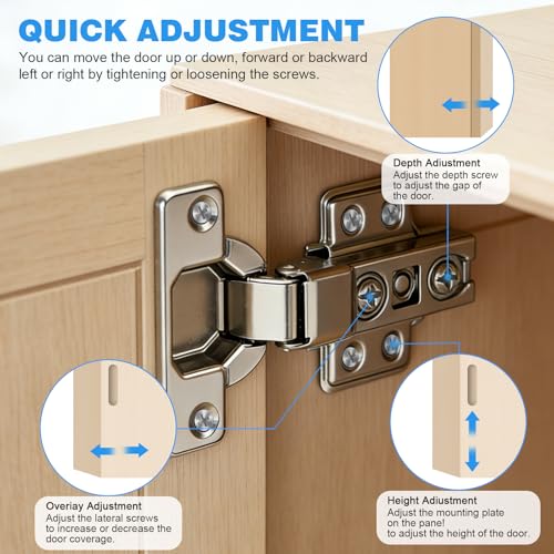 4 Pack Soft Close Cabinet Hinges 35mm, Inset Hinge for Kitchen - size: 35 mm