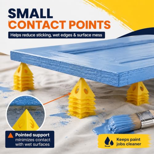 KATA 56PCS Painter's Pyramids Stands for Cabinet Doors & Woodworking - color: 56PC Paint Stands Yellow
