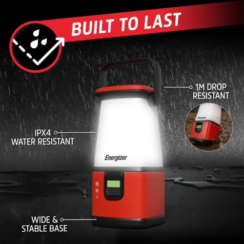 ENERGIZER LED Camping Lantern 360 PRO, IPX4 Water Resistant Tent Light, Ultra Bright Battery Powered Lanterns for Camping, Outdoors, Emergency Power Outage - color: Red, size: 500L