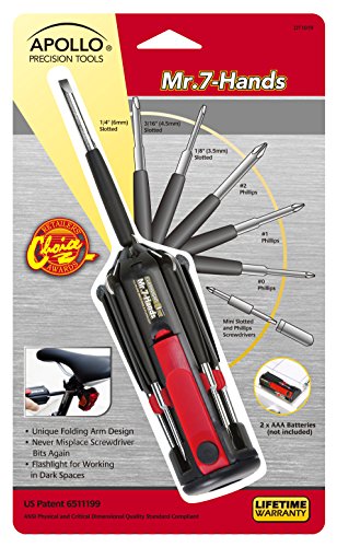 Apollo Tools Mr. 7-Hands, Patented, 8 in 1 Screwdrivers with Worklight - DT1019