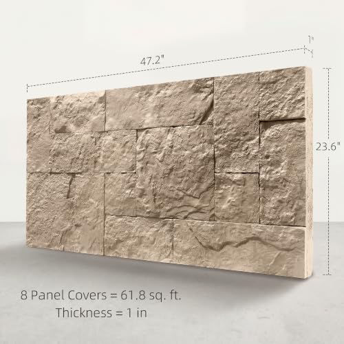 HOMCOM 3D Faux Stone Wall Panels Water-Resistant 4' x 2' Beige - color: Beige