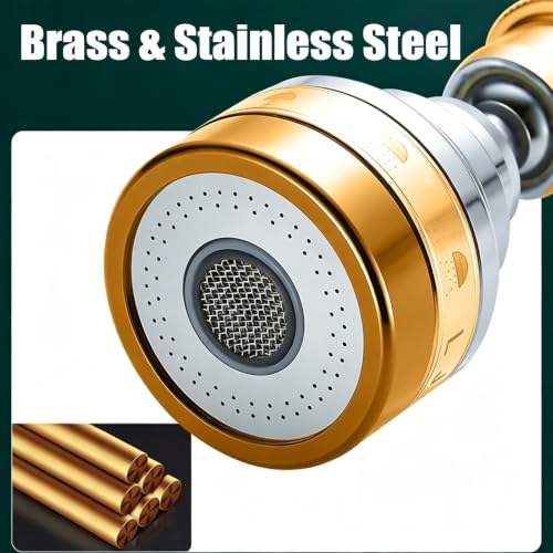 360° Swivel Kitchen Faucet Aerator Replacement 2-function Kitchen Faucet Sprayer Attachment Faucet Nozzle Attachment Water-Saving Faucet Head Replacement Part 55/64'' Female Thread,Short - size: SHORT