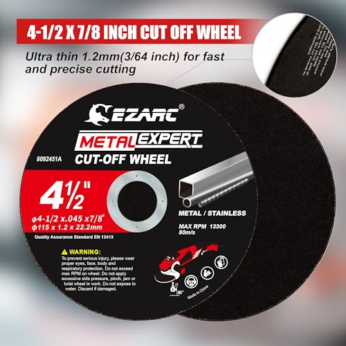 EZARC Metal Cut Off Wheels, 4.5" x .045" x 7/8", 100-Pack - size: 100PCS 4.5" x .045" x 7/8"