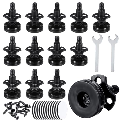 12 Packs Heavy Duty Furniture Levelers 3/8''-16 Thread w/ T-Nut Kit Furniture Leveling Feet Adjustable Furniture Levelers for Tables,Cabinets,Chairs,Workbench,Sofa and More,Large Base Supports 2640LBs