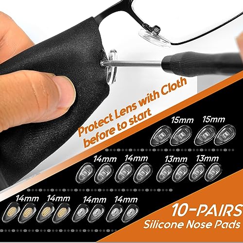 TEKPREM Magnetic Eyeglass Repair Tool Kit, Eye Glasses Repairing Screwdriver Set with Compatible Eyeglass Screws,Silicone Nose Pads,Tweezer,Small Screwdriver for Eyeglasses,Sunglasses and Nose Pads