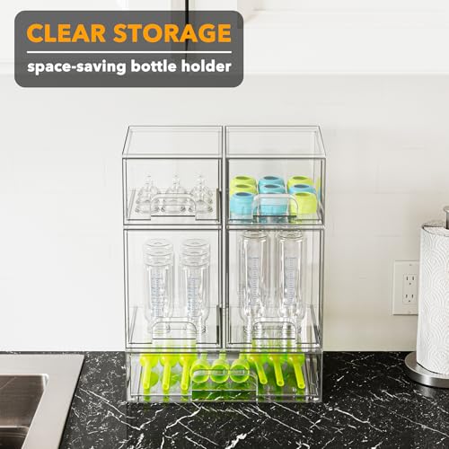 SpaceAid Bottle Storage Organizer Baby - Acrylic Bottles Station Organizer Container, Stackable Clear Drawers for Countertop, Vanity, Bathroom, Cabinet, Pantry Organization, 5 Pack, 2S2M1L, 15.4"H - size: 15.4"H, 5 Pack, 2S2M1L