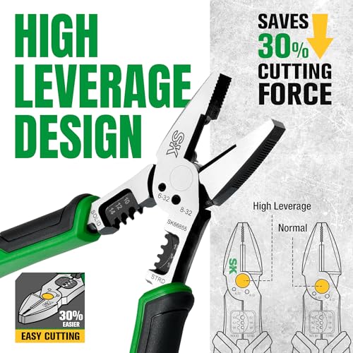 SK 8-Inch Multi-Use Linesman Pliers, 6-IN-1, Premium CR-V Steel - style: Multi-Use Linesman Pliers