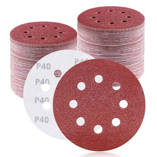 100Pcs 5 Inch Sanding Discs 40 Grit, Round Hook and Loop Sandpaper for Random Orbital Sander Pads(40 Grit) - style: 40G 100pcs