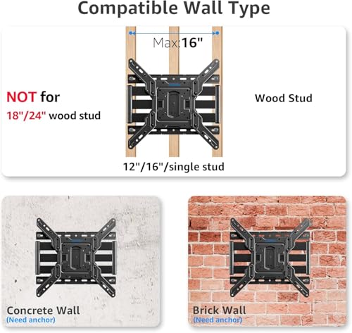 MOUNTUP Ultra Slim Full Motion TV Wall Mount, 1.3" Thin Low Profile TV Bracket for 26-60" LED OLED QLED TVs,Smooth Swivel Tilt Extension,Max Vesa 400x400mm,Up to 88lbs,Fits Single 12" 16" Studs,MU0062 - size: Ultra Slim TV Mount