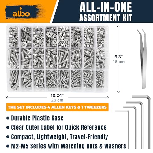 ALBO 2000 Pcs M2-M5 Button Head Socket Screw Kit, 304 Stainless Steel - style: Set 2000 Button Head