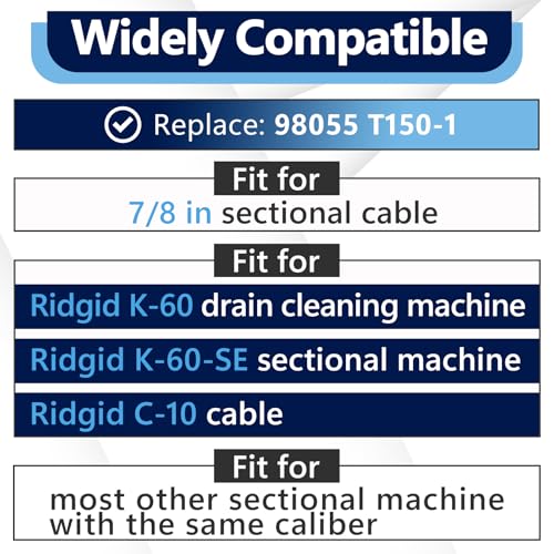 2Pcs Drain Cleaning 3-Inch T-150-1 3" Root Cutter, Sharktooth Cutter Fit for Ridgid Sectional Cable C-10, K-60-SE Sectional Machine, Drain Cleaning and Drain Snake Drill Attachment, Replace 98055