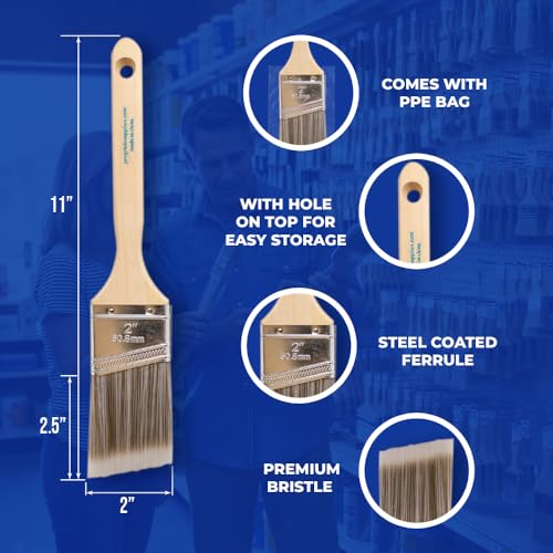 Pro Grade Paint Brushes, 2 Inch Angled Paint Brush, Trim & Walls, 3 Pack - size: 3Ea H 2A