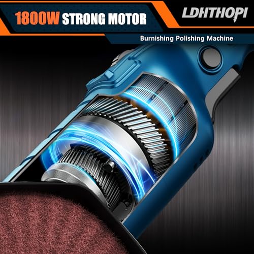 LDHTHOPI 1800W Burnishing Polishing Machine, 110V Handheld Electric Stainless Steel Polisher, 8 Variable Speed, 3100RPM for Metal, Stainless Steel, Wood