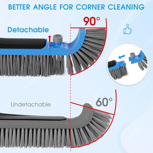 2 in 1 Pool Brush with Pole - 20'' Heavy Duty Swimming Pool Brush & Single Pool Brush Head, 9ft Aluminum Poles, Cleaning Inground & Above Ground Pools - size: 20.2 Inch