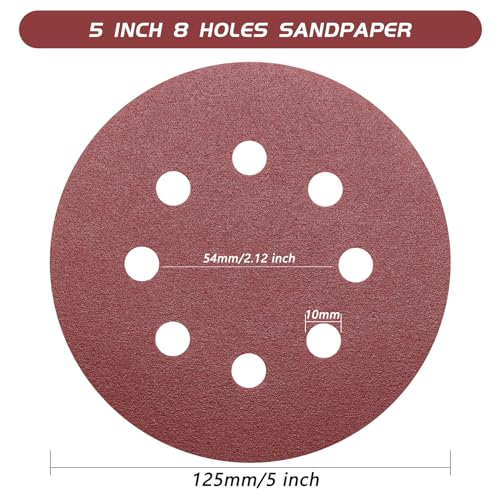ZEHIQ 5 Inch 150 Grit Sanding Discs, 8 Hole Hook and Loop Sandpaper, 50 PCS