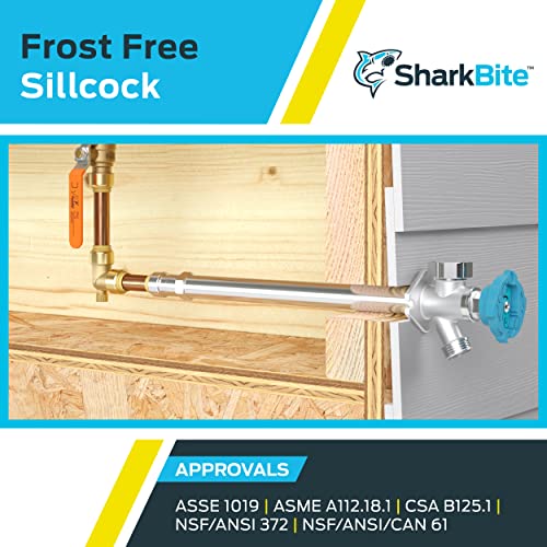 SharkBite 18 Inch Frost Free Sillcock, 1/2 x 3/4 Inch MHT, Push to Connect Brass Plumbing Fitting, PEX Pipe, Copper, CPVC, PE-RT, HDPE, 24638LF - size: 18 in