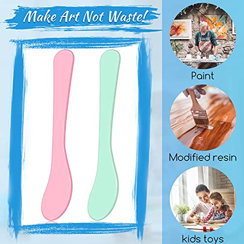 Patelai 24 Pcs Plastic Paint Stir Sticks Pink and Green Reusable Mixing Sticks Facial Mask Cosmetic Spatula, 6 Inch DIY Crafts Tools for Mixing Resin, Liquid, Epoxy, Crafts