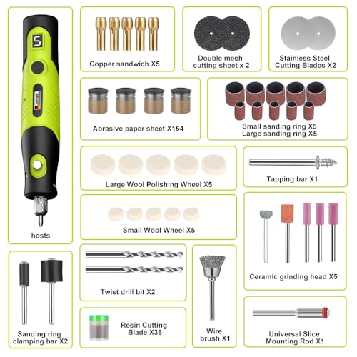 KEPEAK Cordless Rotary Tool, Rotary Tool Kit 231 Accessories, 18,000 RPM 5-Speed Rechargeable Rotary Tool for 3D Printing, DIY Crafts, Sanding, Polishing, Drilling, Etching, and Engraving