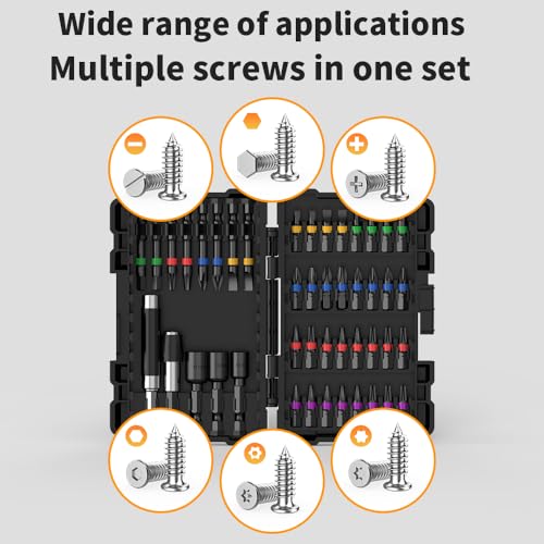 NAWIN Impact Driver Bit Set,45 Piece Screwdriver Bit Set,Impact Tough Screwdriving Bit Set (Black) - style: 45-Pc. Set
