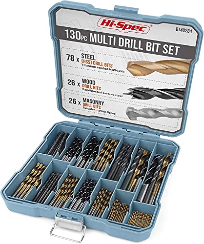 Hi-Spec Drill Bit Set Multi SAE - 11 Sizes 1/16in to 3/8in - HSS Titanium - size: 130pc