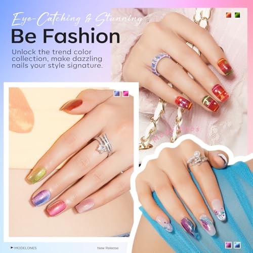 modelones Cat Eye Gel Nail Polish Set Glitter Sparkle 32PCS 28Colors - color: A0-Galaxy Haze