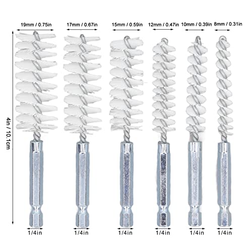 6Pcs Nylon Bore Brush Set, Drill Brush Attachments for Cleaning