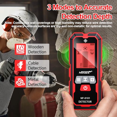 NOYAFA Stud Finder Wall Scanner,5-in-1High Precision Stud Finder for Wood AC Live Wire Metal Magnetic Studs Detection, HD LCD Display, Automatic Calibration, Audio Alarm, IP54 Waterproof