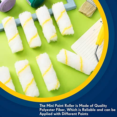 Leumoi 400 Pieces 4 Inch Mini Paint Roller Cover Bulk Small Microfiber 1/2" Nap for Paint Roller for House Painting Brush Supplies, DIY Craft Home Wall Repair Tool Kit Set