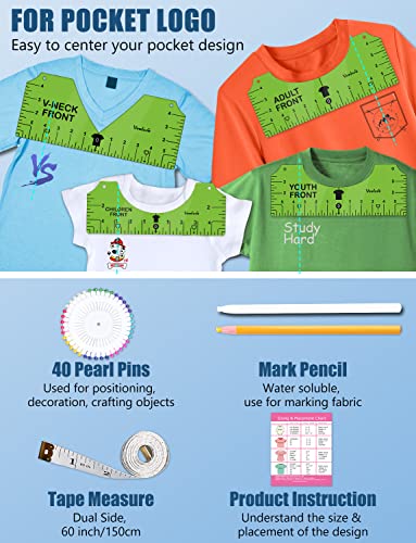 Vowlove T-Shirt Placement Guide for Cricut Heat Press and Vinyl Transfers - color: 02 Green