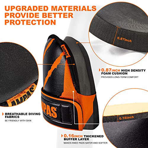 Flooring and Roofing Work Knee Pads, Neoprene Kneepads & Non-Marking Leather Cover, Comfortable Kneeling Cushion for Gardening, House Cleaning, Construction Work