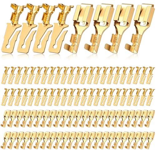 LEIFIDE 100 Pcs Electrical Terminals Kit Compatible with 56 Series, Gold - color: Gold