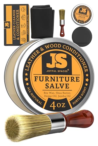 Furniture Salve for leather, leather conditioner, furniture balm, shoe polish kit, wood restorer for furniture, bees wax furniture polish 4 oz
