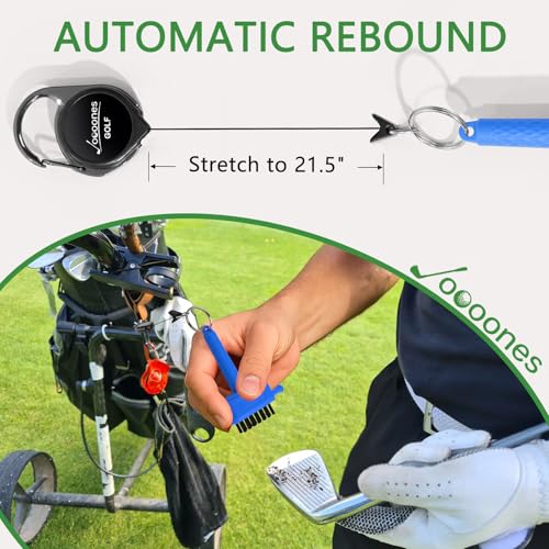 Blue Mini Golf Brush, Dual-Sided Nylon Brass, Retractable Keychain - color: Blue